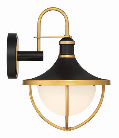 Antique Hardware Atlas 1 Light Matte Black + Textured Gold Outdoor Sconce Exterior