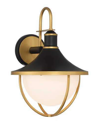 Antique Hardware Atlas 1 Light Matte Black + Textured Gold Outdoor Sconce Exterior