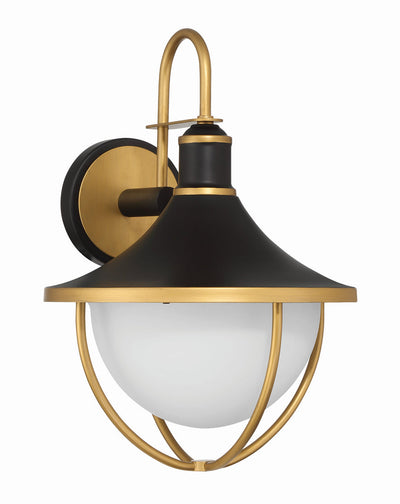 Antique Hardware Atlas 1 Light Matte Black + Textured Gold Outdoor Sconce Exterior