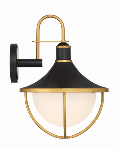 Antique Hardware Atlas 1 Light Matte Black + Textured Gold Outdoor Sconce Exterior