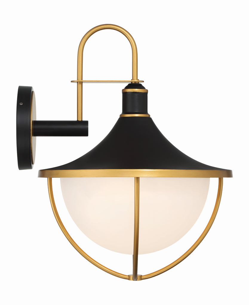 Antique Hardware Atlas 3 Light Matte Black + Textured Gold Outdoor Sconce Exterior