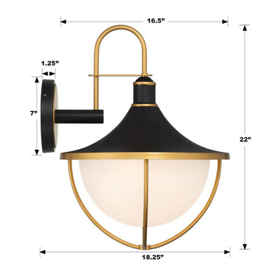 Antique Hardware Atlas 3 Light Matte Black + Textured Gold Outdoor Sconce Exterior