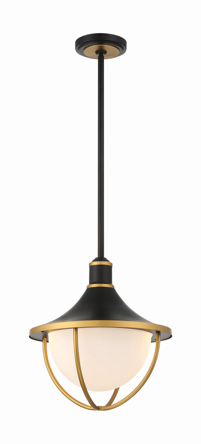 Antique Hardware Atlas 3 Light Matte Black + Textured Gold Outdoor Pendant Exterior