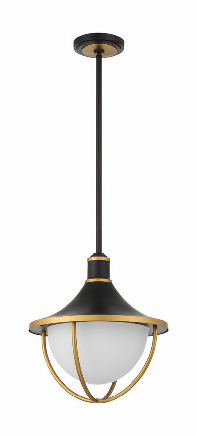 Antique Hardware Atlas 3 Light Matte Black + Textured Gold Outdoor Pendant Exterior