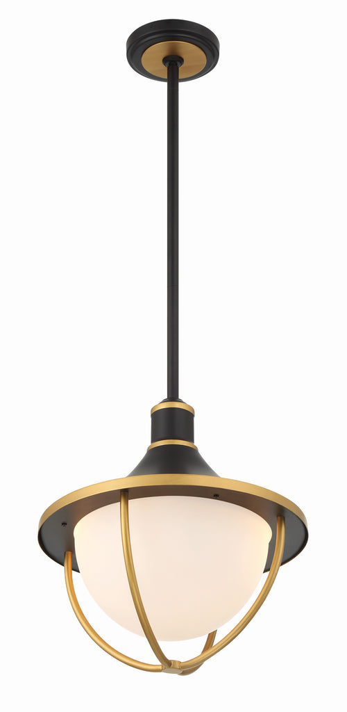 Antique Hardware Atlas 3 Light Matte Black + Textured Gold Outdoor Pendant Exterior