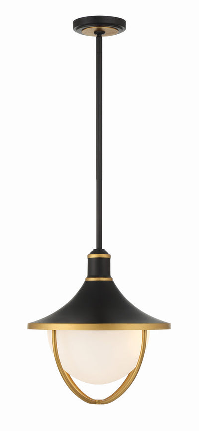 Antique Hardware Atlas 3 Light Matte Black + Textured Gold Outdoor Pendant Exterior