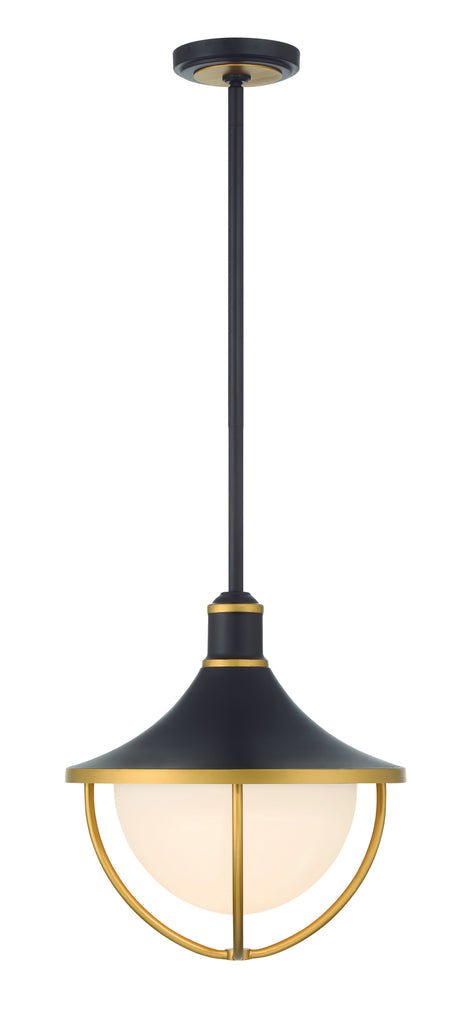 Antique Hardware Atlas 3 Light Matte Black + Textured Gold Outdoor Pendant Exterior