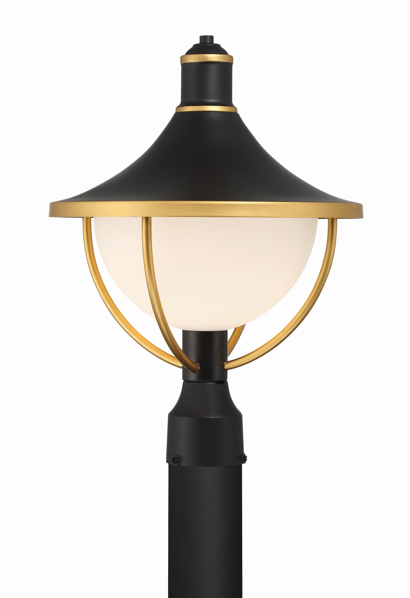 Antique Hardware Atlas 1 Light Matte Black + Textured Gold Outdoor Post Exterior