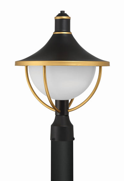 Antique Hardware Atlas 1 Light Matte Black + Textured Gold Outdoor Post Exterior