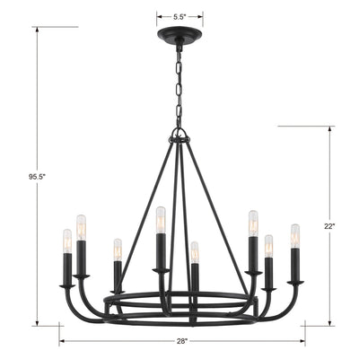 Antique Hardware Bailey 8 Light Matte Black Chandelier Chandelier