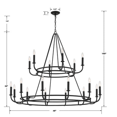 Antique Hardware Bailey 18 Light Matte Black Chandelier Chandelier