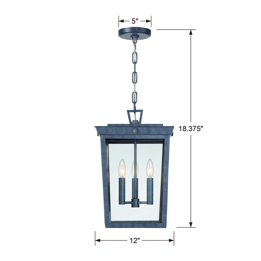 Antique Hardware Belmont 3 Light Graphite Outdoor Pendant Exterior