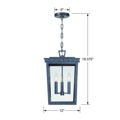 Antique Hardware Belmont 3 Light Graphite Outdoor Pendant Exterior