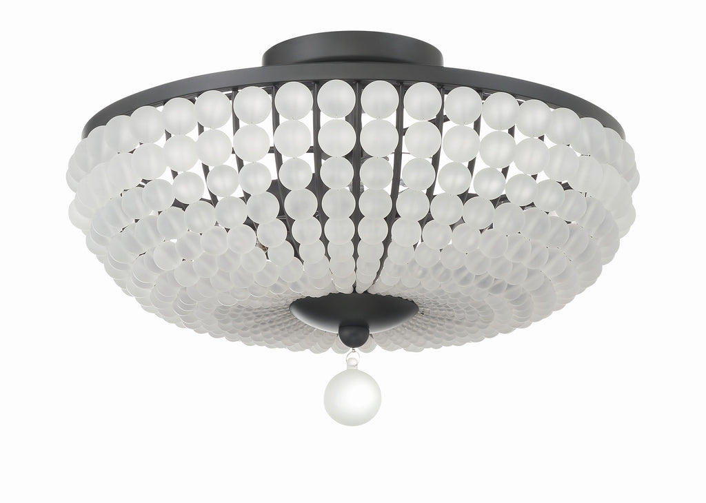 ##Antique Hardware## Bella 3 Light Matte Black Semi Flush Mount