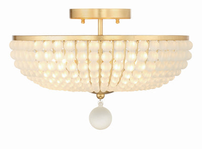 ##Antique Hardware## Bella 4 Light Antique Gold Semi Flush Mount