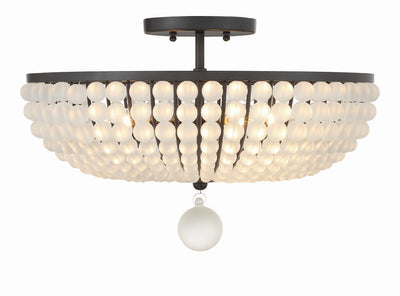 ##Antique Hardware## Bella 4 Light Matte Black Semi Flush Mount