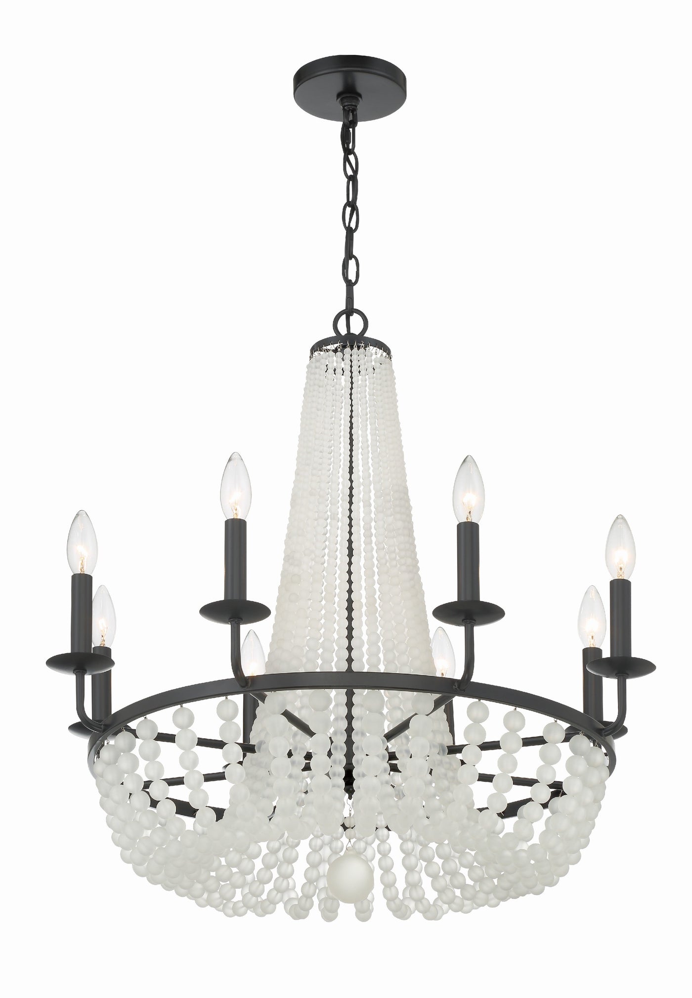 ##Antique Hardware## Bella 8 Light Matte Black Chandelier