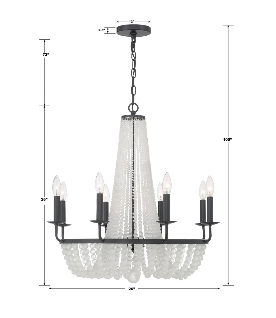 ##Antique Hardware## Bella 8 Light Matte Black Chandelier