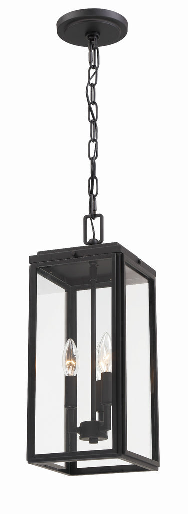 Antique Hardware Byron 3 Light Matte Black Outdoor Pendant Exterior