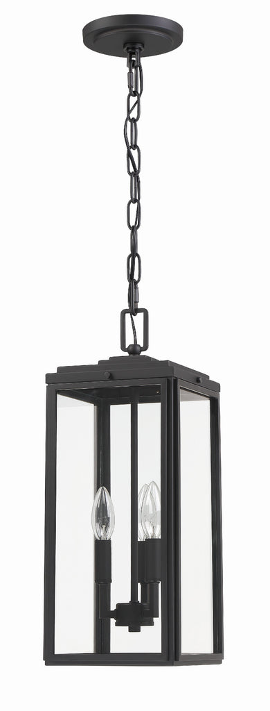 Antique Hardware Byron 3 Light Matte Black Outdoor Pendant Exterior