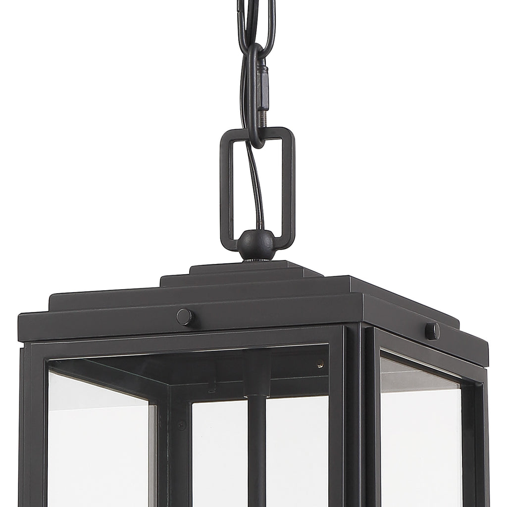 Antique Hardware Byron 3 Light Matte Black Outdoor Pendant Exterior