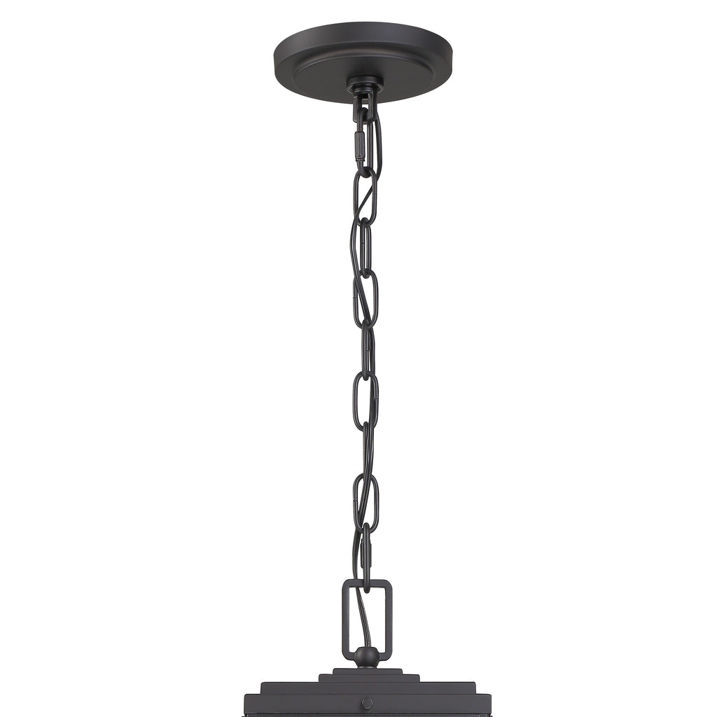 Antique Hardware Byron 3 Light Matte Black Outdoor Pendant Exterior