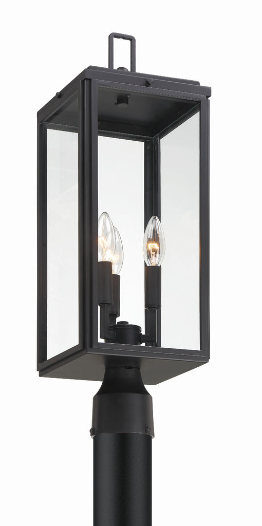 Antique Hardware Byron 3 Light Matte Black Outdoor Post Exterior