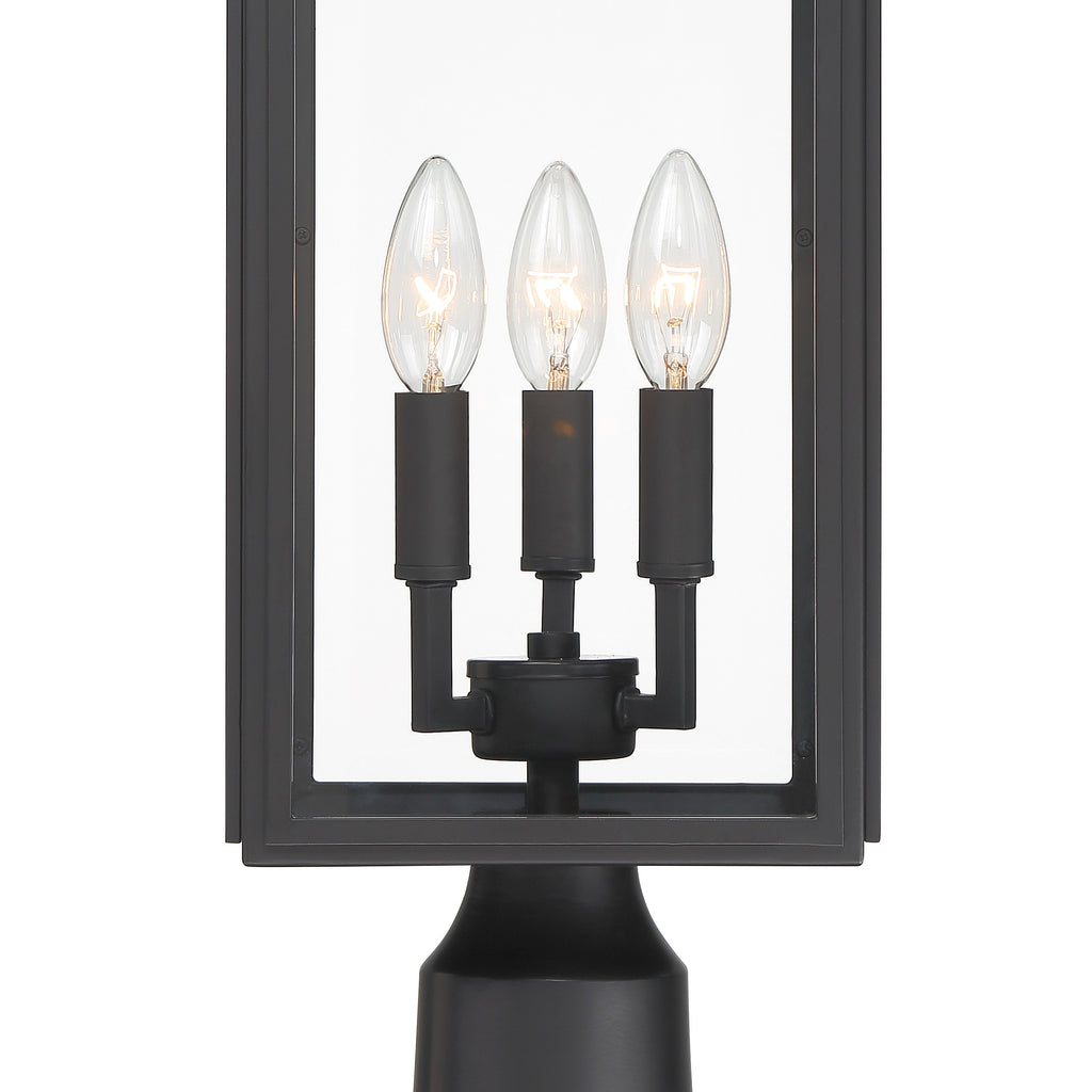 Antique Hardware Byron 3 Light Matte Black Outdoor Post Exterior