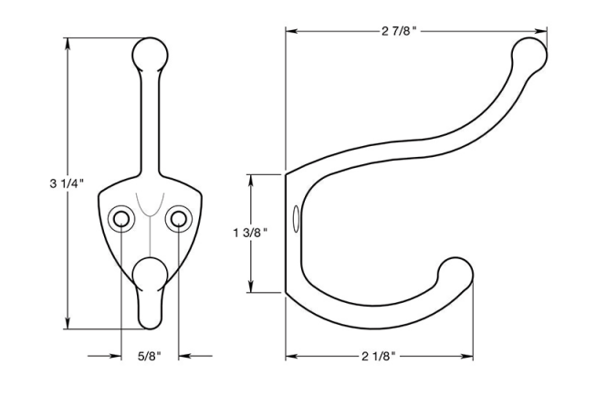 ##Antique Hardware## Single Coat & Hat Hook (Several Finishes Available)