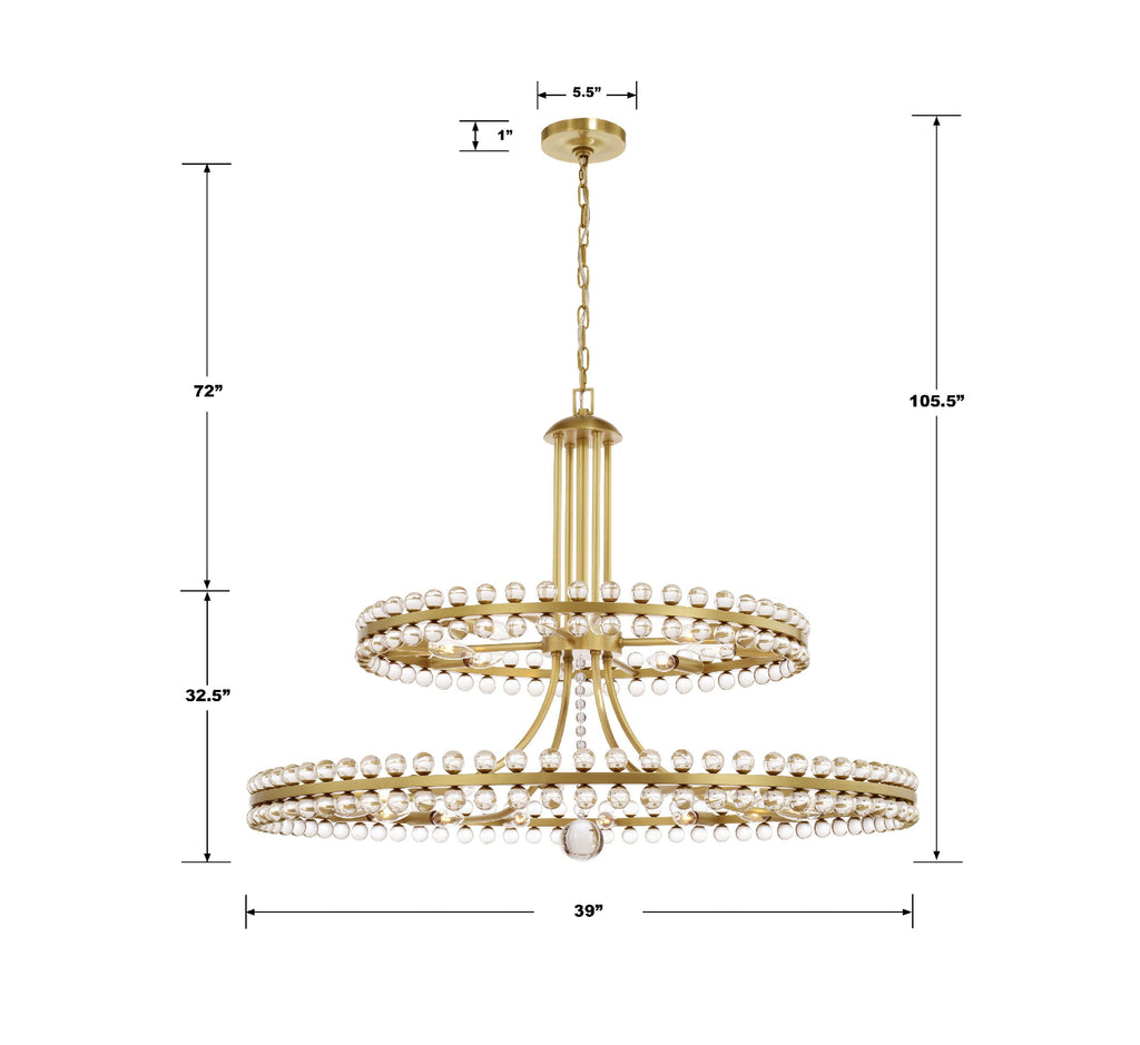 Antique Hardware Clover 24 Light Aged Brass Two-tier Chandelier Chandelier