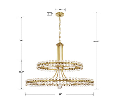 Antique Hardware Clover 24 Light Aged Brass Two-tier Chandelier Chandelier