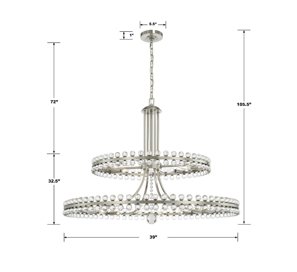 Antique Hardware Clover 24 Light Brushed Nickel Two Tier Chandelier Chandelier