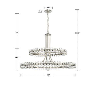 Antique Hardware Clover 24 Light Brushed Nickel Two Tier Chandelier Chandelier