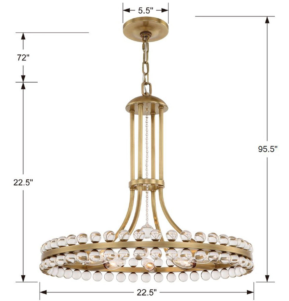 Antique Hardware Clover 8 Light Aged Brass Chandelier Chandelier