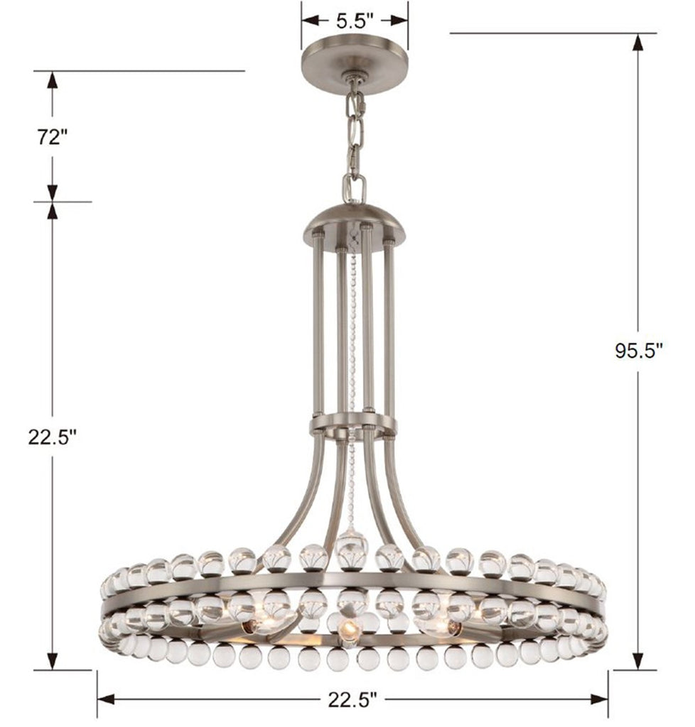 Antique Hardware Clover 8 Light Brushed Nickel Chandelier Chandelier