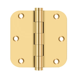 ##Antique Hardware## 3 1/2 Inch X 3 1/2 Inch Solid Brass Residential Hinge with Interchangeable Finials (5/8" Radius Corner)