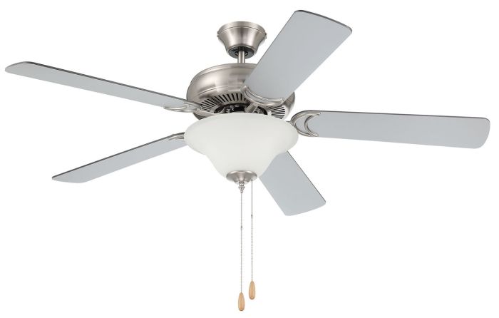 52" Decorator's Choice 2 Light in Brushed Polished Nickel w/ Brushed Nickel/Walnut Blades