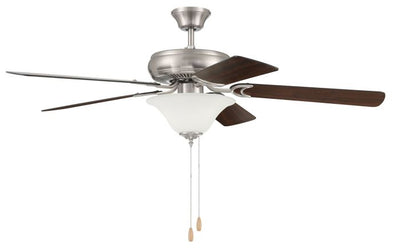 52" Decorator's Choice 2 Light in Brushed Polished Nickel w/ Brushed Nickel/Walnut Blades