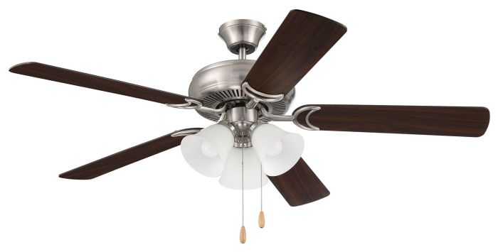 52" Decorator's Choice 3 Light in Brushed Polished Nickel w/ Brushed Nickel/Walnut Blades