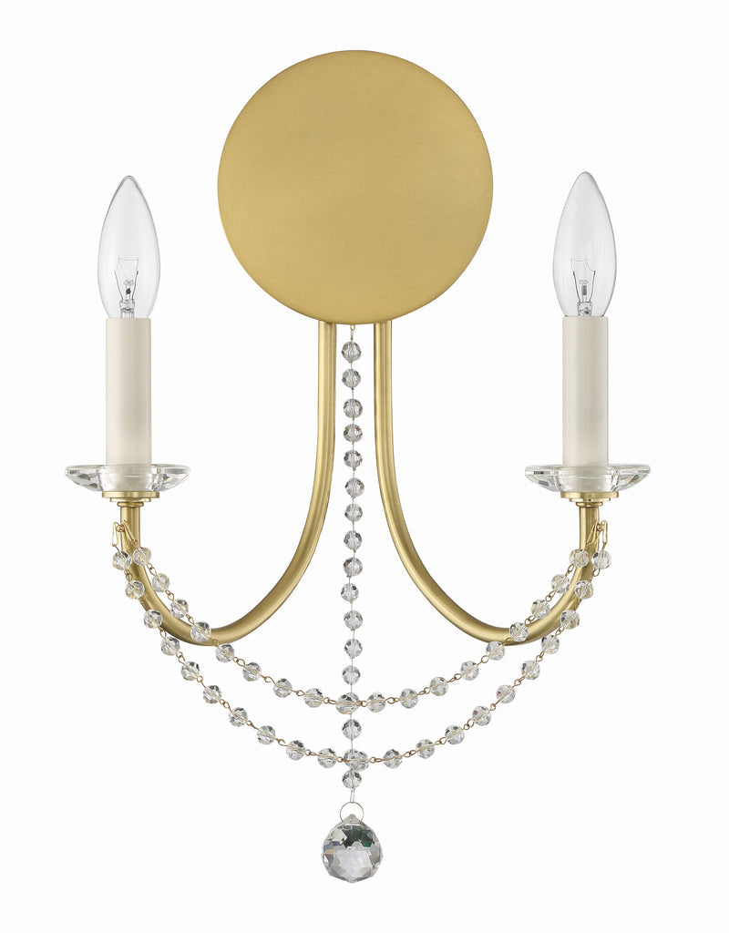 ##Antique Hardware## Delilah 2 Light Aged Brass Sconce