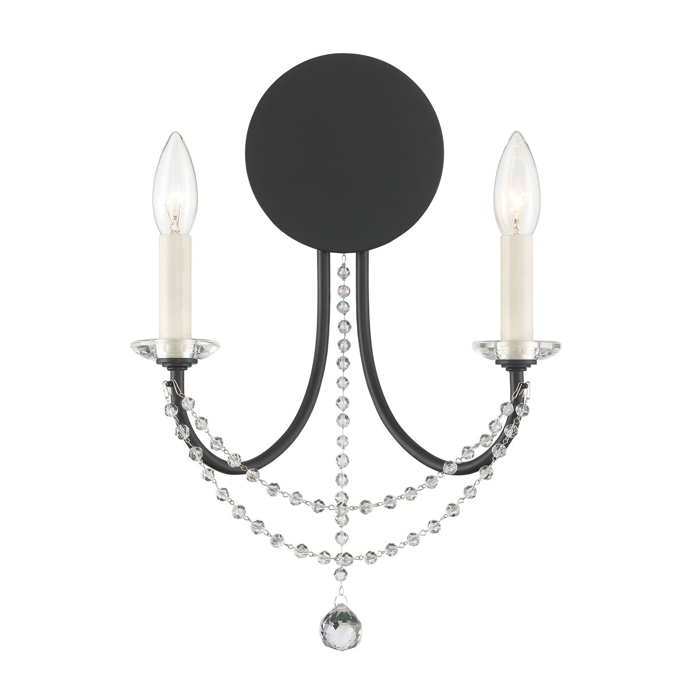 ##Antique Hardware## Delilah 2 Light Matte Black Sconce