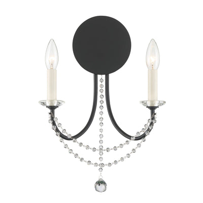 ##Antique Hardware## Delilah 2 Light Matte Black Sconce