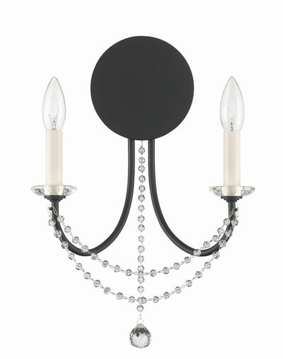 ##Antique Hardware## Delilah 2 Light Matte Black Sconce