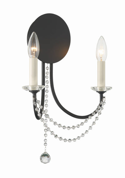 ##Antique Hardware## Delilah 2 Light Matte Black Sconce