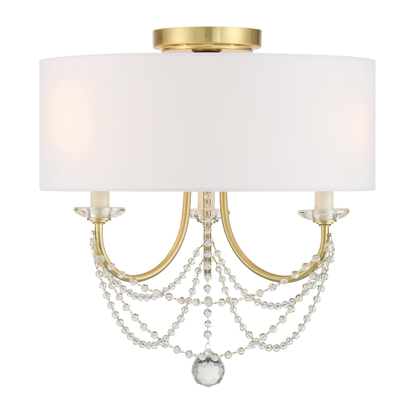 ##Antique Hardware## Delilah 3 Light Aged Brass Semi Flush Mount