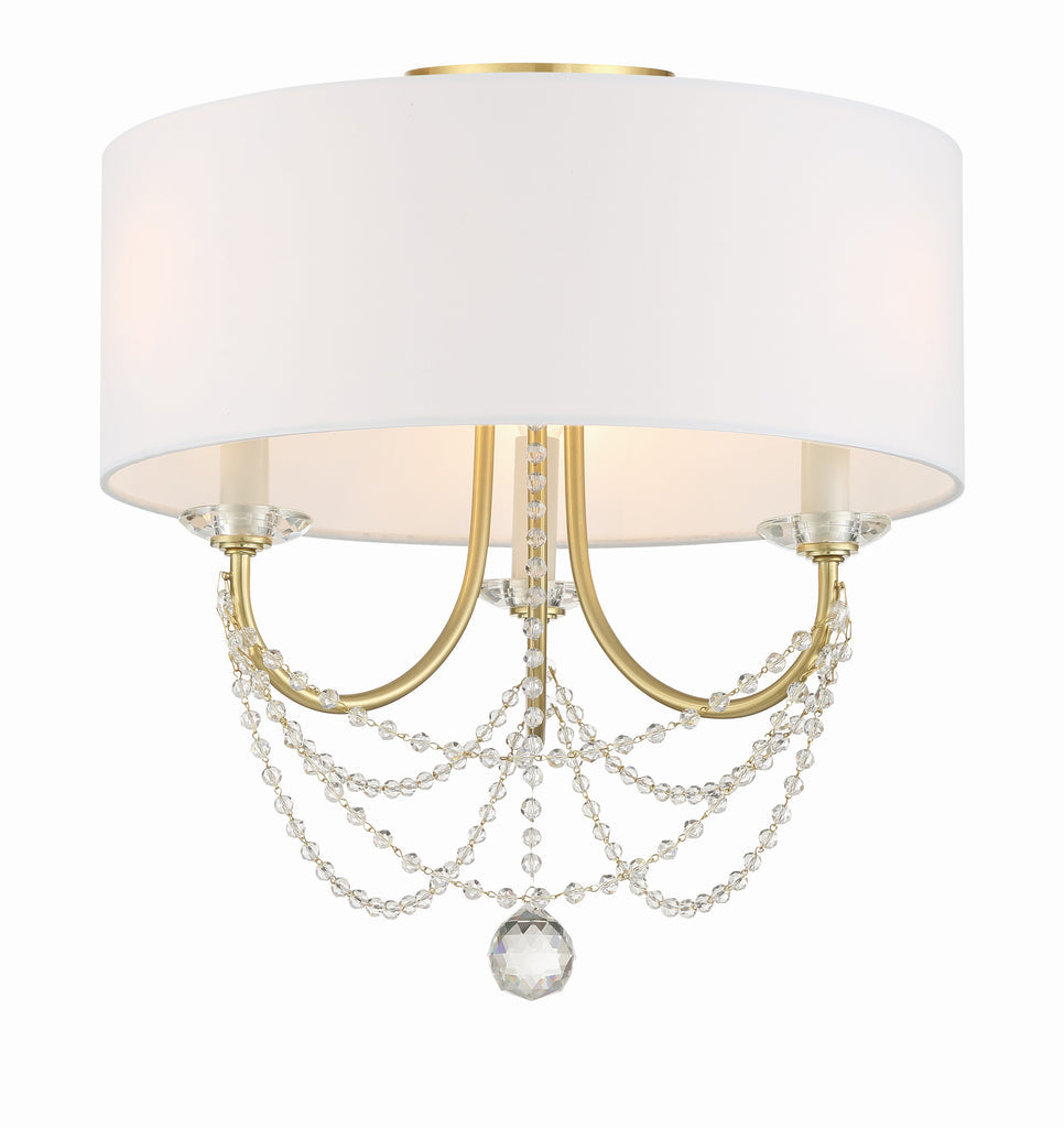 ##Antique Hardware## Delilah 3 Light Aged Brass Semi Flush Mount