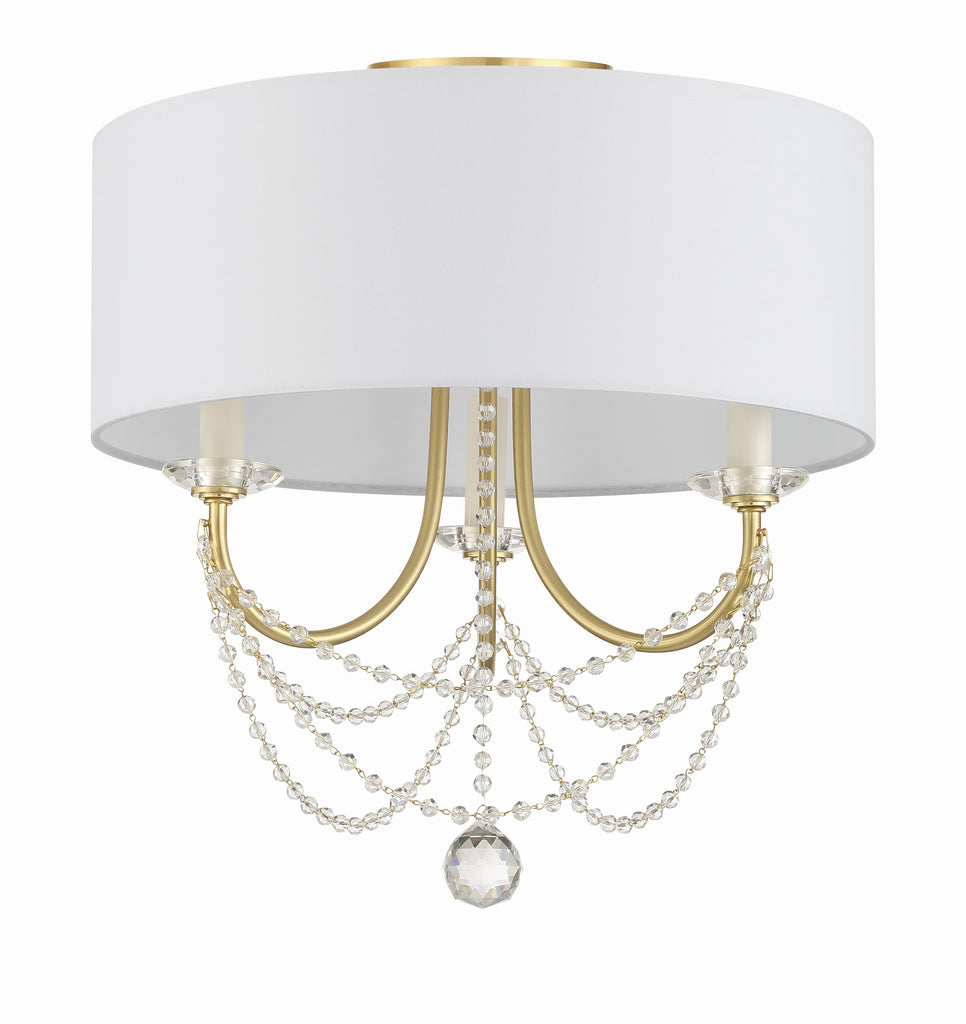 ##Antique Hardware## Delilah 3 Light Aged Brass Semi Flush Mount