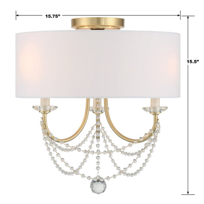 ##Antique Hardware## Delilah 3 Light Aged Brass Semi Flush Mount