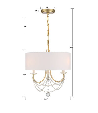 ##Antique Hardware## Delilah 3 Light Aged Brass Mini Chandelier