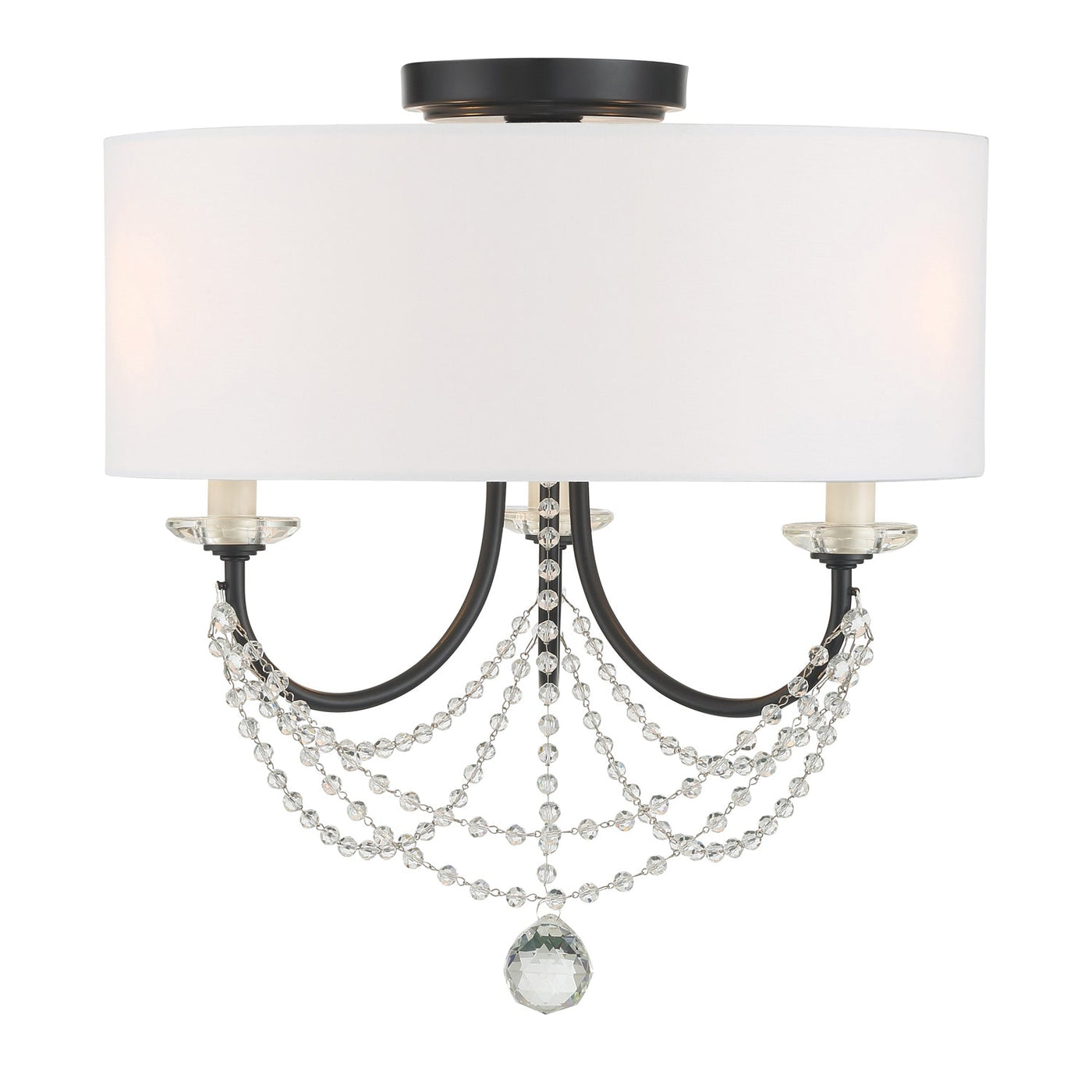 ##Antique Hardware## Delilah 3 Light Matte Black Semi Flush Mount